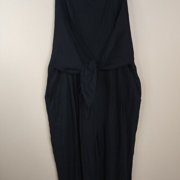 Madewell Tie-Waist Crop Wide-Leg Jumpsuit in Black Size 12 - Picture 3 of 11